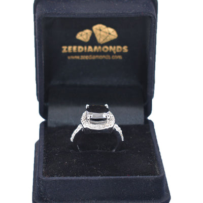 4.15 Carat Black Diamond Solitaire with Accents Designer Ring - ZeeDiamonds