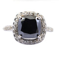 4.50 Ct Certified Black Diamond Solitaire Designer Ring with Diamond Accents - ZeeDiamonds