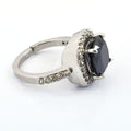 4 Ct Cushion Black Diamond Designer Ring With Diamond Accents - ZeeDiamonds