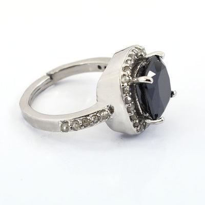 4.15 Carat Black Diamond Solitaire with Accents Designer Ring - ZeeDiamonds