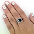 4 Ct Cushion Black Diamond Designer Ring With Diamond Accents - ZeeDiamonds