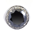 Huge & Rare, 11 Ct Black Diamond Solitaire Ring With Diamond Accents - ZeeDiamonds