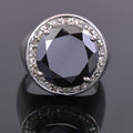 Huge & Rare, 11 Ct Black Diamond Solitaire Ring With Diamond Accents - ZeeDiamonds
