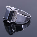 10.05 Cts Princess Cut Black Diamond Solitaire with Accents Designer Ring - ZeeDiamonds