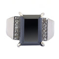 10 Ct Rectangle Shape, Black Diamond Ring With Diamond Accents - ZeeDiamonds