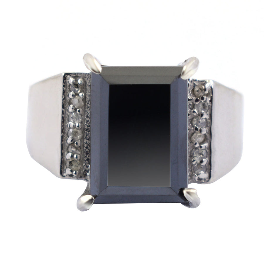 Rectangle black diamond ring discount