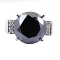 5 Ct Black Diamond Solitaire Ring With Diamond Accents - ZeeDiamonds