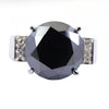 10.60 Ct Oval Shape Black Diamond Solitaire Ring with Diamond Accents - ZeeDiamonds