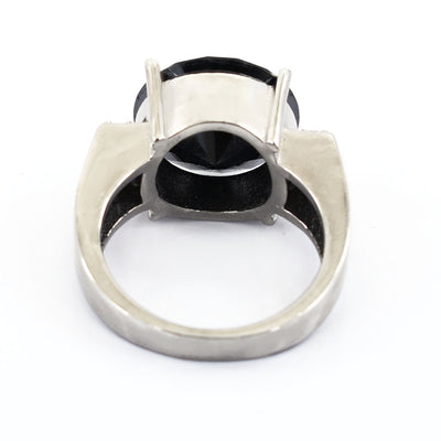 10.50 Carat Black Diamond Solitaire with Accents Designer Ring - ZeeDiamonds