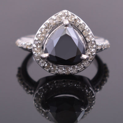 3.50 Carat Black Diamond with White Accents, Engagement, Wedding Gift Ring - ZeeDiamonds