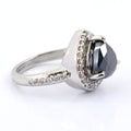 3.5 Ct, Trillion Shape Black Diamond Solitaire Ring With Diamond Accents - ZeeDiamonds