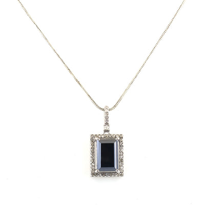 12 Ct, Black Diamond Solitaire Pendant With Diamond Accents - ZeeDiamonds