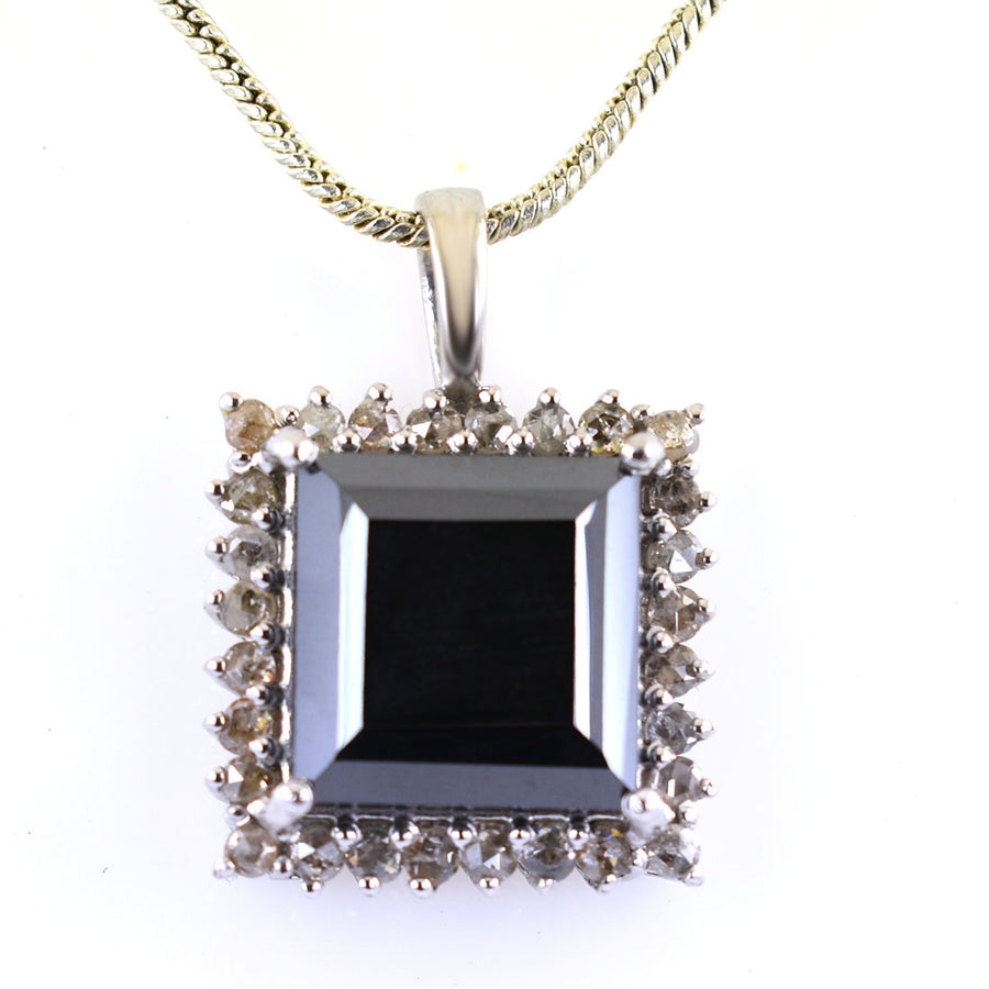 10 Ct, Black Diamond Solitaire Accents Pendant, Great Shine & Fancy Look - ZeeDiamonds
