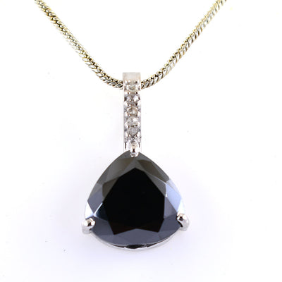 9 Ct, Black Diamond Solitaire Pendant With Diamond Accents - ZeeDiamonds