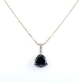 9 Ct, Black Diamond Solitaire Pendant With Diamond Accents - ZeeDiamonds