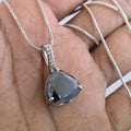 7.70 Ct Pear Shape Black Diamond Fancy Pendant with Diamond Accents - ZeeDiamonds