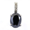 6 Ct, Black Diamond Solitaire Pendant With Diamond Accents - ZeeDiamonds
