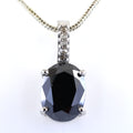 6 Ct, Black Diamond Solitaire Pendant With Diamond Accents - ZeeDiamonds