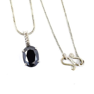 7 Ct Oval Shape Black Diamond Designer Pendant with Diamond Accents - ZeeDiamonds