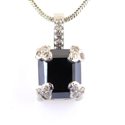 6 Ct, Black Diamond Solitaire Accents Pendant, Earth Mined Certified Diamond - ZeeDiamonds