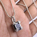 6.50 Ct Radiant Cut Black Diamond Designer Pendant with Diamond Accents - ZeeDiamonds