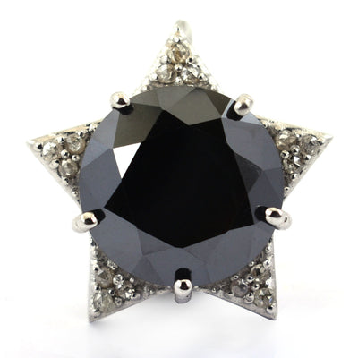 10 Ct, Black Diamond Solitaire Designer Accents Pendant, Great Shine & Luster - ZeeDiamonds