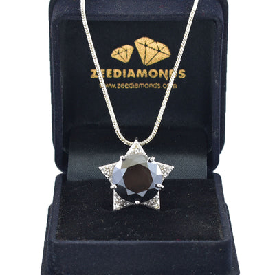 10 Ct, Black Diamond Solitaire Designer Accents Pendant, Great Shine & Luster - ZeeDiamonds