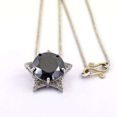 10 Ct, Black Diamond Solitaire Designer Accents Pendant, Great Shine & Luster - ZeeDiamonds