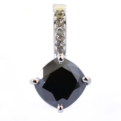 4 Ct, Black Diamond Solitaire Pendant With Diamond Accents - ZeeDiamonds