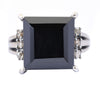 9.5 Ct, Princess Shape, Black Diamond Ring With Diamond Accents - ZeeDiamonds