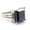 9.5 Ct, Princess Shape, Black Diamond Ring With Diamond Accents - ZeeDiamonds