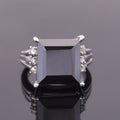 9.5 Ct, Princess Shape, Black Diamond Ring With Diamond Accents - ZeeDiamonds