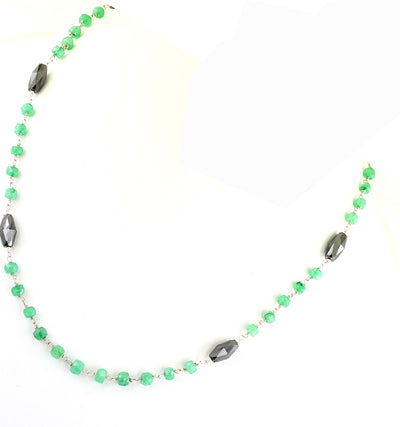 Black Diamond Wire Necklace 26 Inches-Free Studs, Wedding Gift, Gift For Wife - ZeeDiamonds