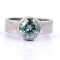 1.65 Ct AAA Certified Blue Diamond Solitaire Ring in Bezel Setting - ZeeDiamonds