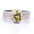 3Ct Champagne Diamond Solitaire Ring In Bezel Setting With Hammered Look - ZeeDiamonds