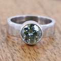 1.65 Ct AAA Certified Blue Diamond Solitaire Ring in Bezel Setting - ZeeDiamonds