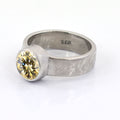 3Ct Champagne Diamond Solitaire Ring In Bezel Setting With Hammered Look - ZeeDiamonds