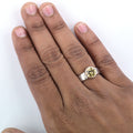3Ct Champagne Diamond Solitaire Ring In Bezel Setting With Hammered Look - ZeeDiamonds