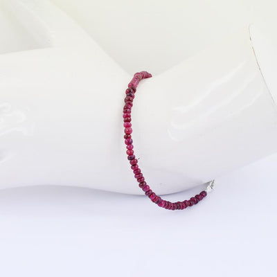 21.50 Cts Ruby Cabochon Gemstone Beads Bracelet Silver Clap - ZeeDiamonds