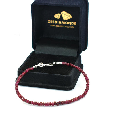 21.50 Cts Ruby Cabochon Gemstone Beads Bracelet Silver Clap - ZeeDiamonds