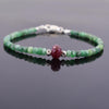 34.55 ct Emerald Gemstone & Ruby Bead Bracelet with Silver Finding - ZeeDiamonds