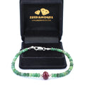 34.55 ct Emerald Gemstone & Ruby Bead Bracelet with Silver Finding - ZeeDiamonds