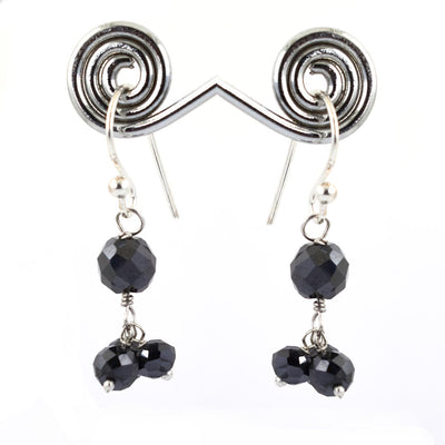 Certified Black Diamonds Dangler Silver Earrings- Very Elegant, Earth Mined - ZeeDiamonds