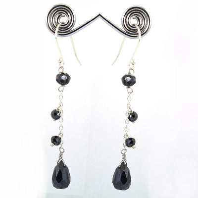 Certified Black Diamond Beautiful Dangler Earrings in Sterling Silver - ZeeDiamonds