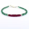 5 mm Certified Ruby & Emerald Gemstone Bracelet with Silver Finding - ZeeDiamonds