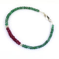 5 mm Certified Ruby & Emerald Gemstone Bracelet with Silver Finding - ZeeDiamonds