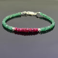 5 mm Certified Ruby & Emerald Gemstone Bracelet with Silver Finding - ZeeDiamonds