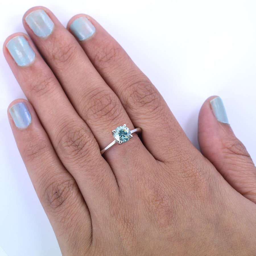 1.25 Ct AAA Certified Blue Diamond Solitaire Ring, Great Shine - ZeeDiamonds