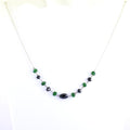 Certified Emerald with Black Diamond Beads Necklace in Sterling Silver - ZeeDiamonds