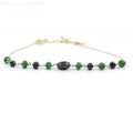 Certified Emerald with Black Diamond Beads Necklace in Sterling Silver - ZeeDiamonds